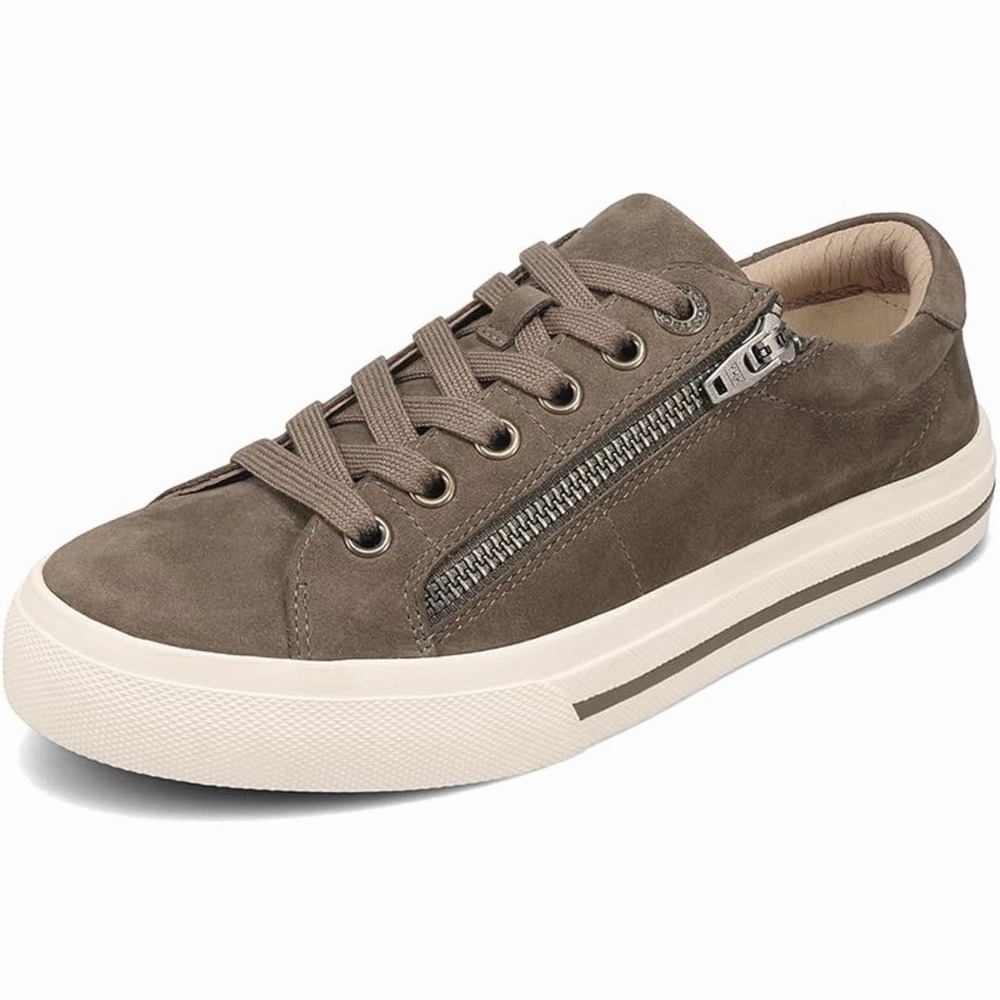 Sz 8.5 Taos Footwear Women's Z Soul Lux Sneaker Dark Taupe Nubuck 8.5 (M) US